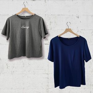 T-SHIRT BUNDLE | 2 Cropped/Basic Gray & Royal Blue Tees Size XL